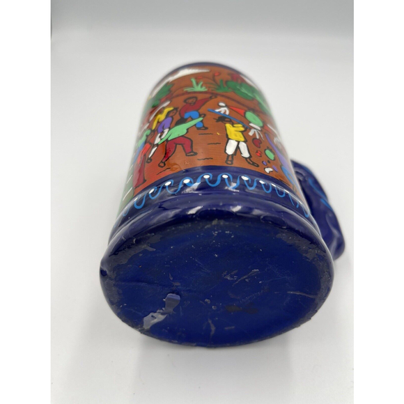 Vintage Folk Art Mexican Pottery Mug 5.5 In Signed Brett 2005 - Picture 5 of 5